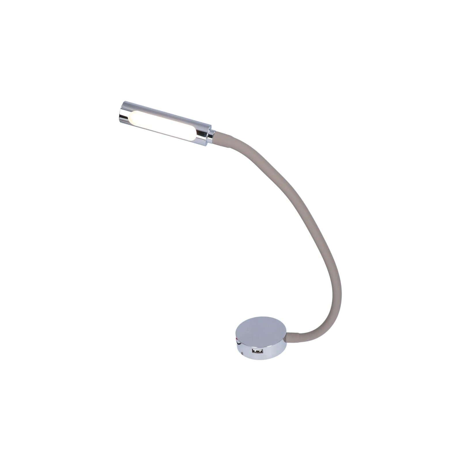 Lampka gooseneck chrom ~30 cm z USB